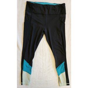 Lululemon Trail Bound 7/8 Tight Leggings size 8 Black Blue Tropics Clear Mint